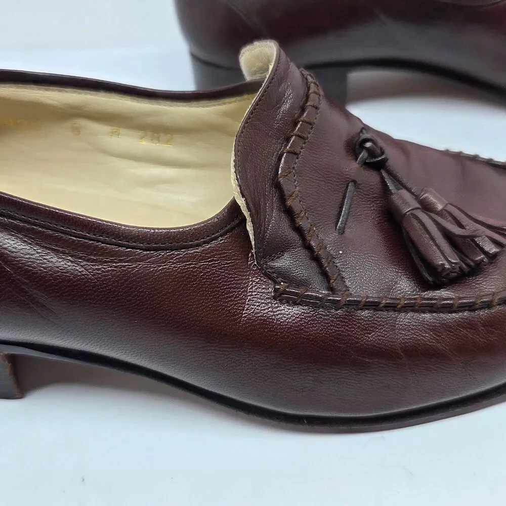 Bruno Magli 29920 Legacy Mens Brown Leather Tassel Italian Loafers Size US 8 M